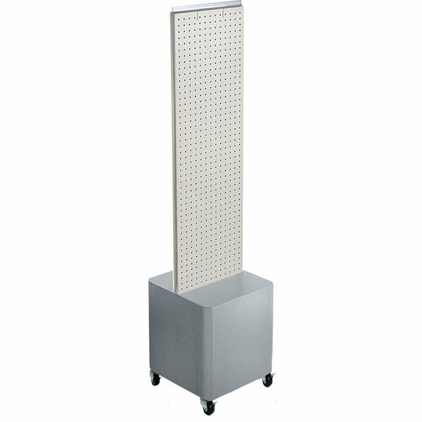 Azar Displays Two-Sided Pegboard Floor Display on Wheeled Studio Base 700729-WHT